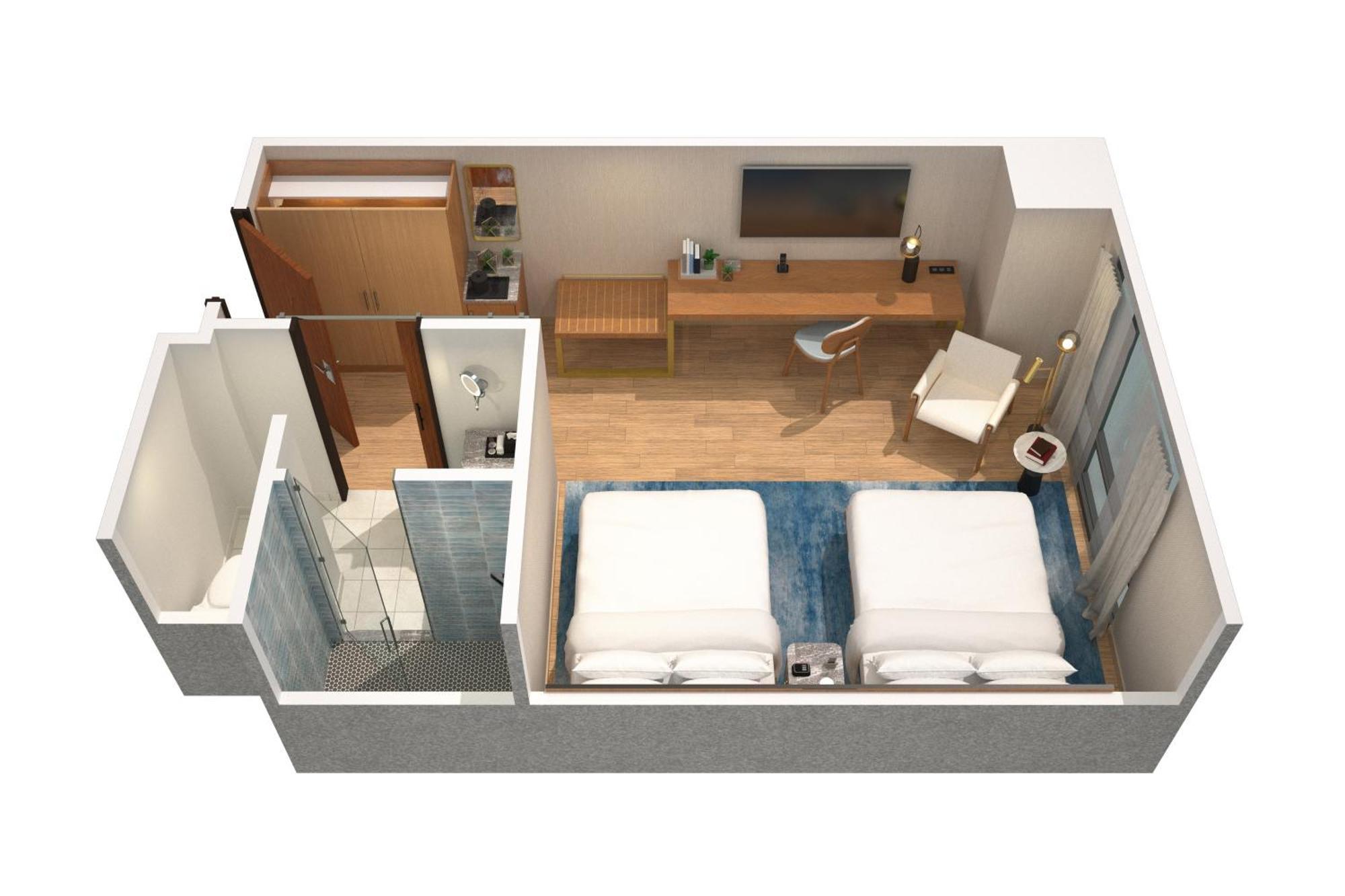 Queen Room Two Queen Beds Skyline View Hearing Accessible