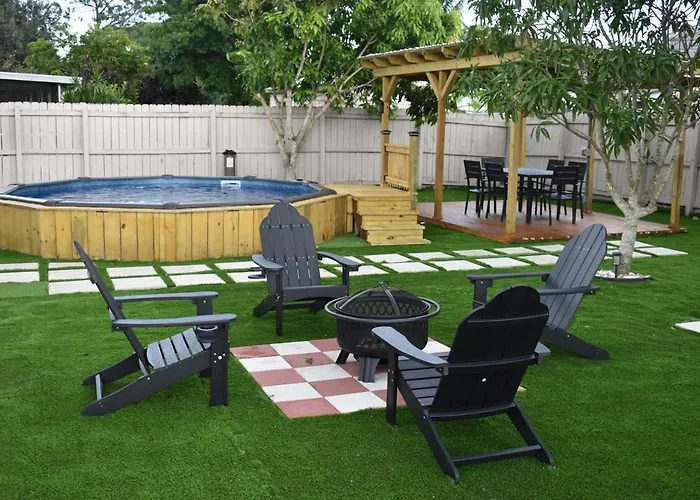 Blisscapade Pool Movie Theater Games Backyard