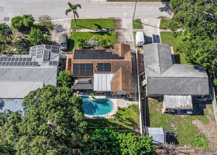 Tropical Palm Haven With Pool And Firepit
